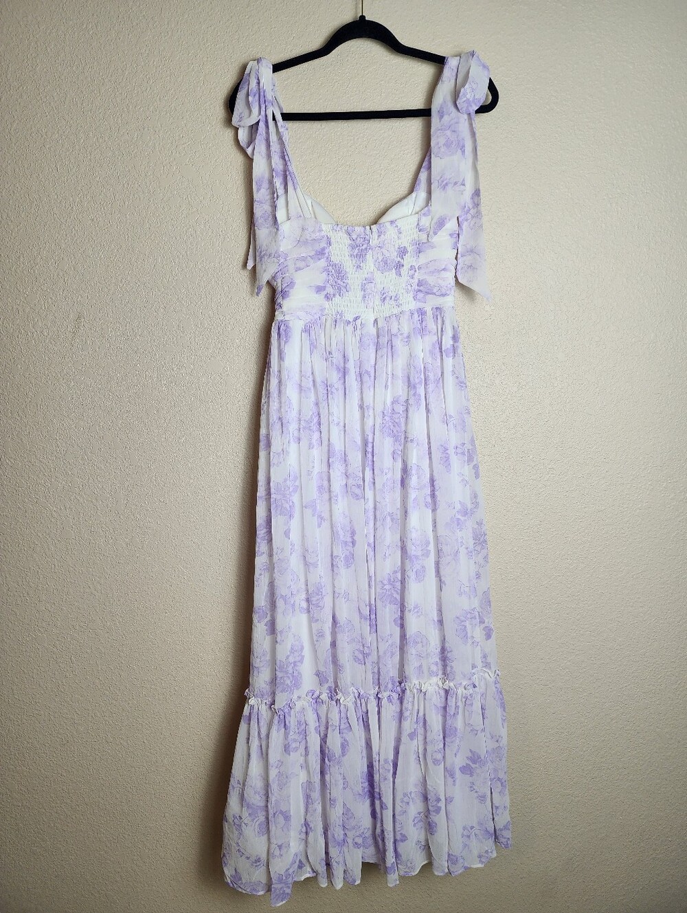 Francesca's Lavender Floral Tie Strap Maxi Dress NWT Medium Cottagecore - Picture 12 of 12